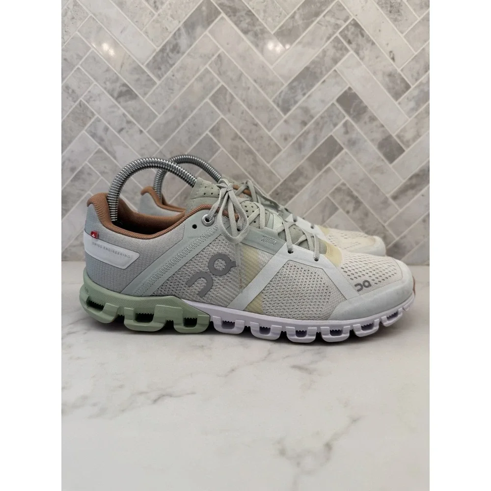 On Cloud Cloudflow Running Shoes Womens 8.5 Aloe White Mesh Athletic Sneakers